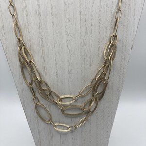 Signed Jade & Jasper Necklace Gold‎ Tone Chain textured 20"